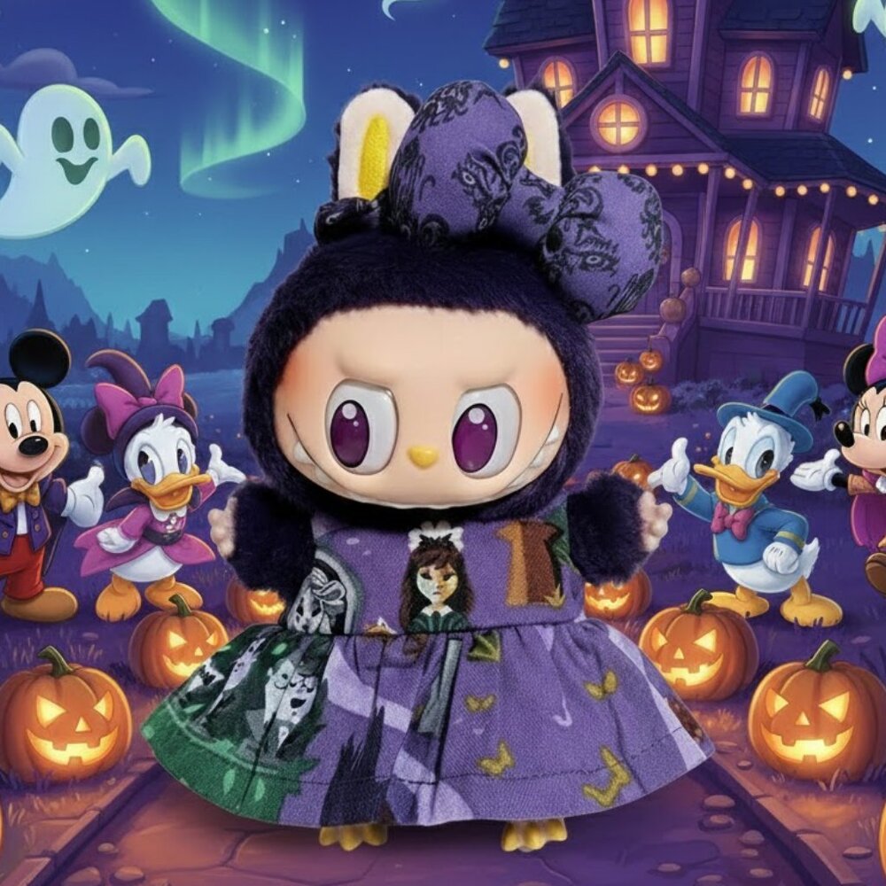 Disney Haunted Mansion Maid Print Inspired Dress with Bow Labubu Outfit